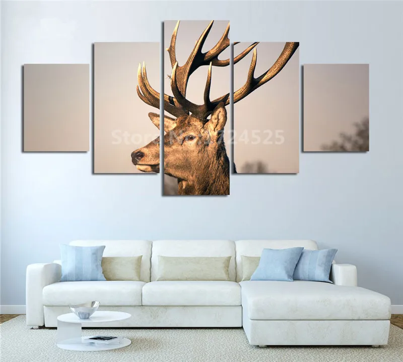 

CLSTROSE 5 Pcs Large Poster Printed Grassland Deer Canvas Painting Wall Art Home Decor Pictures For Living Room In High Quality