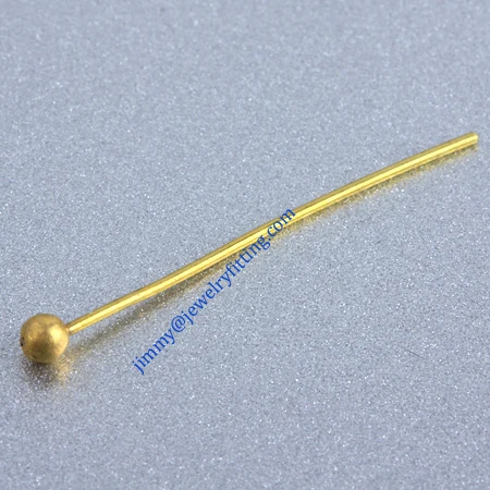 All kinds of jewelry findings wholesale Raw brass metal Ball Pins 0.5*22mm with 2mm head