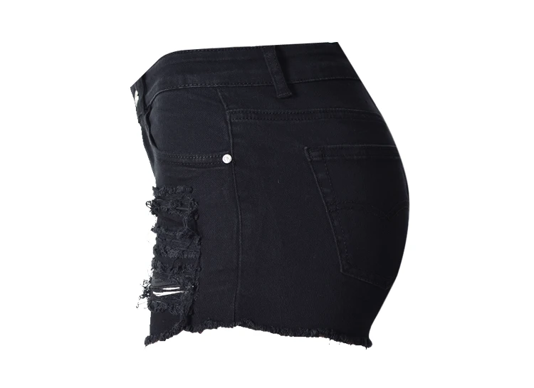 Летние джинсы шорты женские повседневные брюки с высокой талией черные