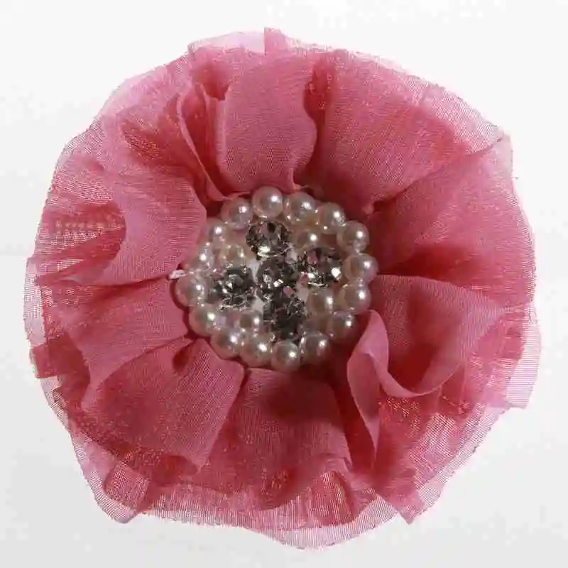 Old Pink 50 шт. 10 см 3,9 дюймов винтажные большие шифоновые цветы с жемчужным горным хрусталем для повязки на голову тканевые цветы для заколки для волос украшение - Цвет: Old Pink
