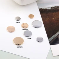 50pcslot 8101215mm kc goldwhite k color copper charm pendants round brass tone blank tag diy jewelry findings