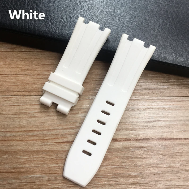 28mm Soft Black White Green Yellow Orange Gray Blue Red Silicone Rubber Watch Strap Bracelet For AP ROYAL OAK Watchband Belt