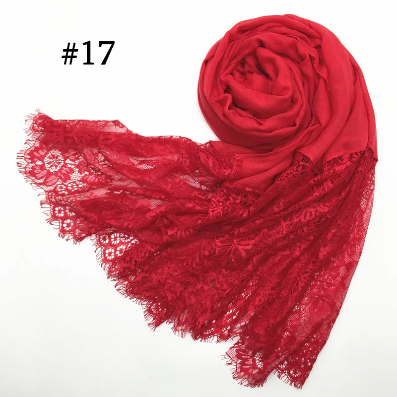 1PCS Hot sale fashion cotton and viscose lace scarves muslim head Scarf shaws soild elegant lady simple flowers high quality