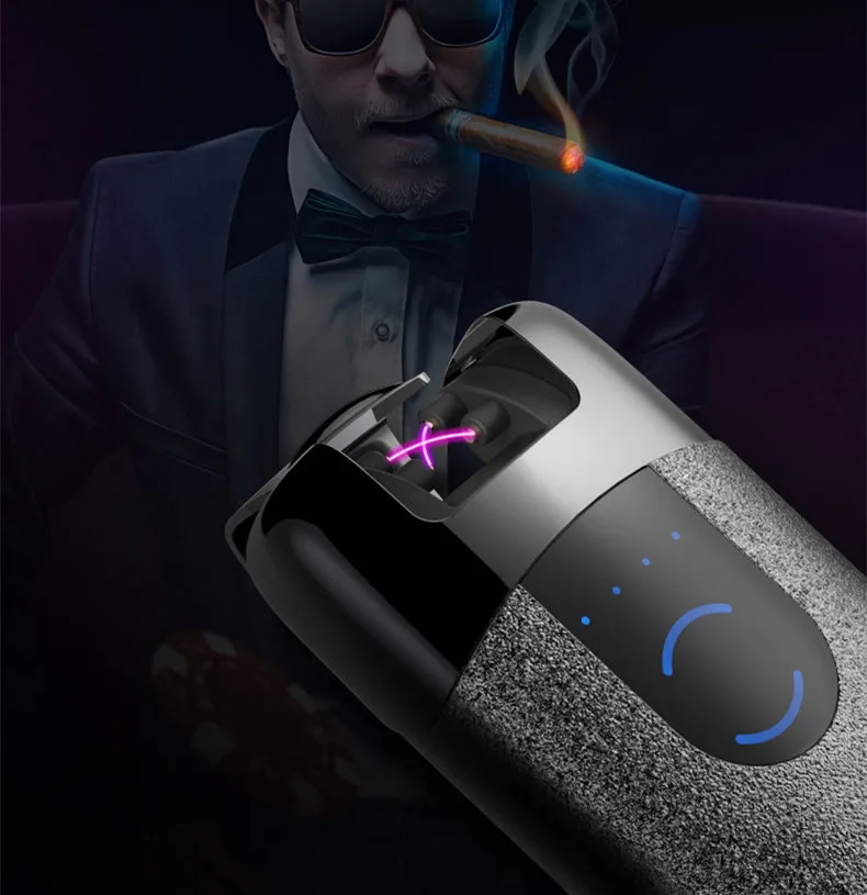 Светодиодный двойной дуговой usb-зажигалка, перезаряжаемая Электронная зажигалка, аксессуары для сигарет, плазменная Индукционная импульсная зажигалка