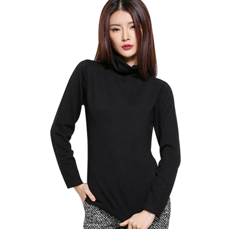 Sparsil Women's Spring Turtleneck Pullover Full Sleeve Soft Elegant Cashmere Blend Knitwear | Женская одежда