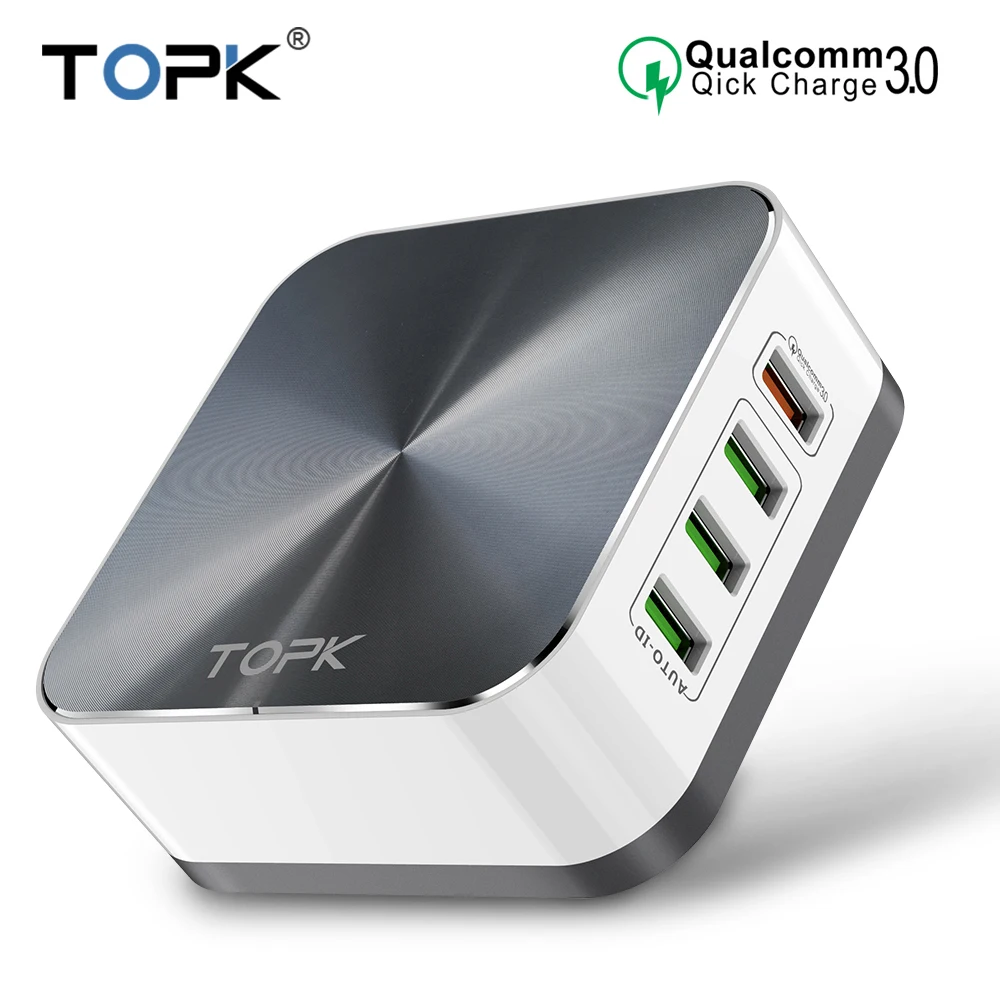 TOPK USB зарядное устройство Quick Charge 3 0 для iPhone X 8 7 Быстрая зарядка мобильных