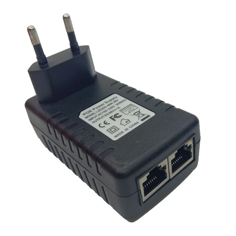 Питание 48 V 1A Ethernet POE инжектор 802.3af Мощность адаптер для IP Камера нам EUPlug DC48V 1000mA совместим с IEEE802.3af