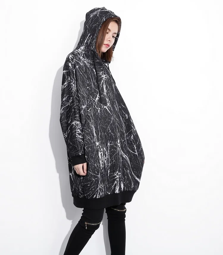 Depictdream Новинка 2017 Осень femalehooded Длинные рукава одноцветное черного цвета с