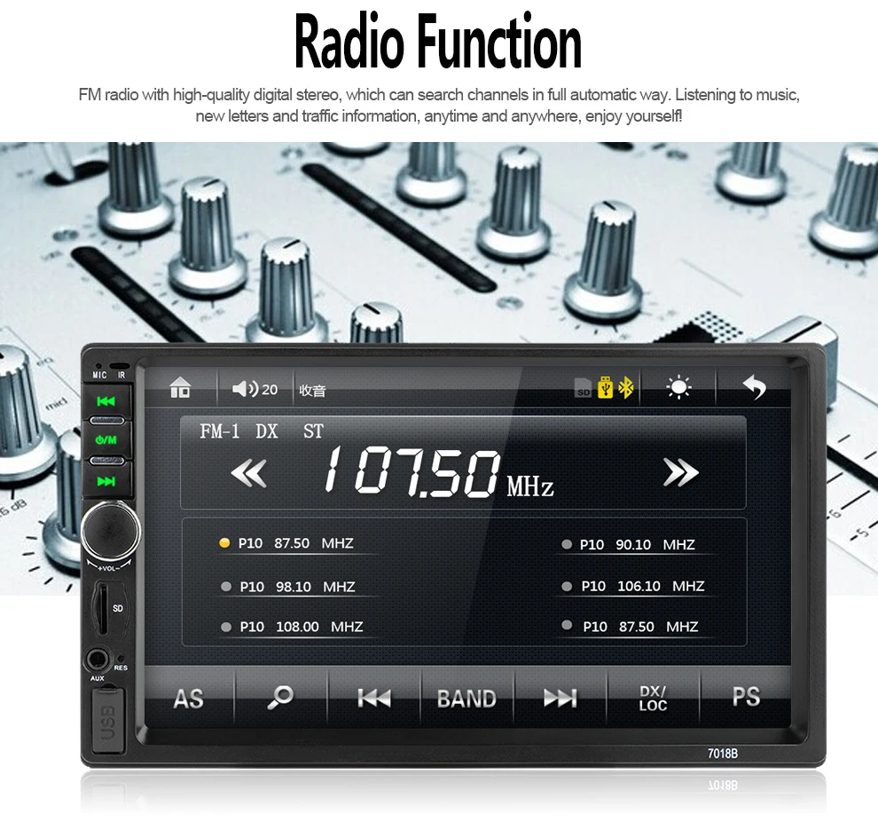 2 din стерео 7 "HD автомобильное радио Bluetooth FM аудио MP5 плеер mirrorlink 2din Авторадио