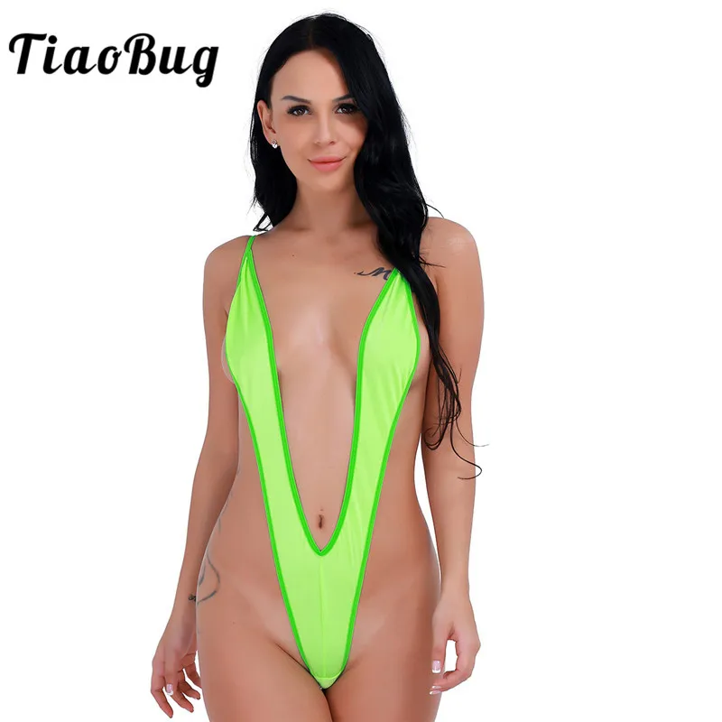 Женский яркий сплошной купальник TiaoBug цельное бикини стринги монокини