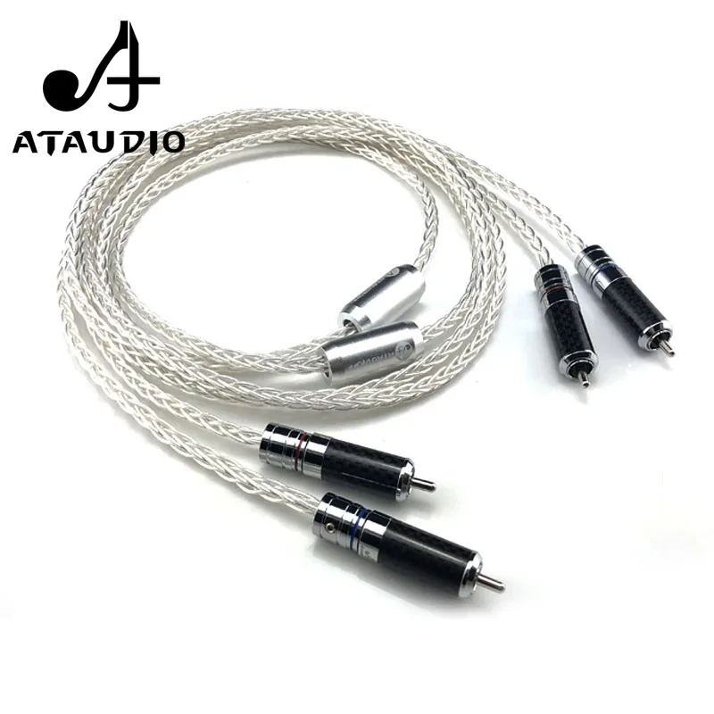 Посеребренный Hi Fi RCA кабель ATAUDIO 7N OCC end 2RCA аудиокабель Папа папа 1 м 2 3 м|Кабели VGA| |