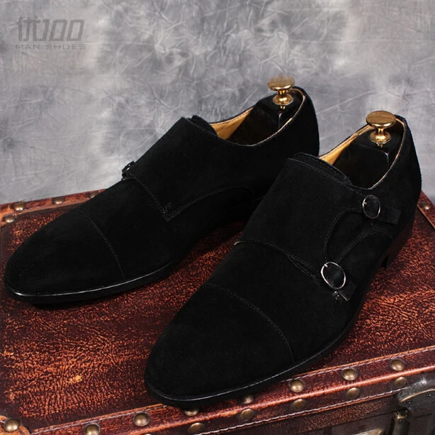 Итальянская мужская обувь ручной работы из натуральной замши черные/коричневые
