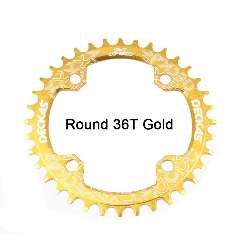 Deckas 104BCD Цепь 32 T/34 T/36 T/38 T MTB велосипедная Звездочка цепь для узкой широкой звездочки система для MTB - Цвет: Round-36T-Gold