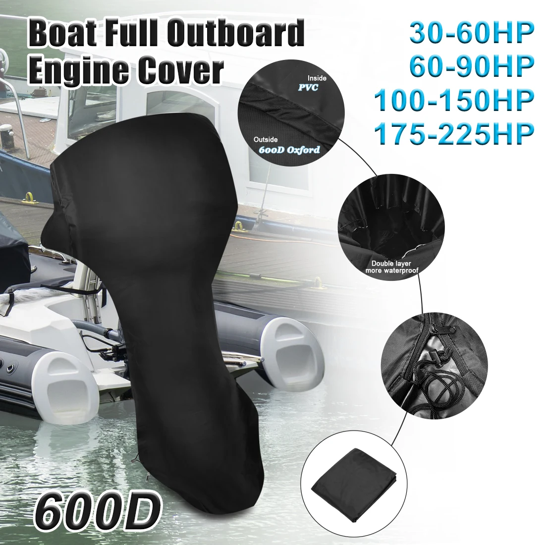 X Autohaux 600D оксфордская ткань ПВХ полная крышка лодочного мотора подвесной