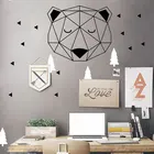 Настенные треугольные наклейки в скандинавском стиле с головой лесного медведя, украшение для дома, геометрические виниловые наклейки на стену для детской комнаты, Фреска A901