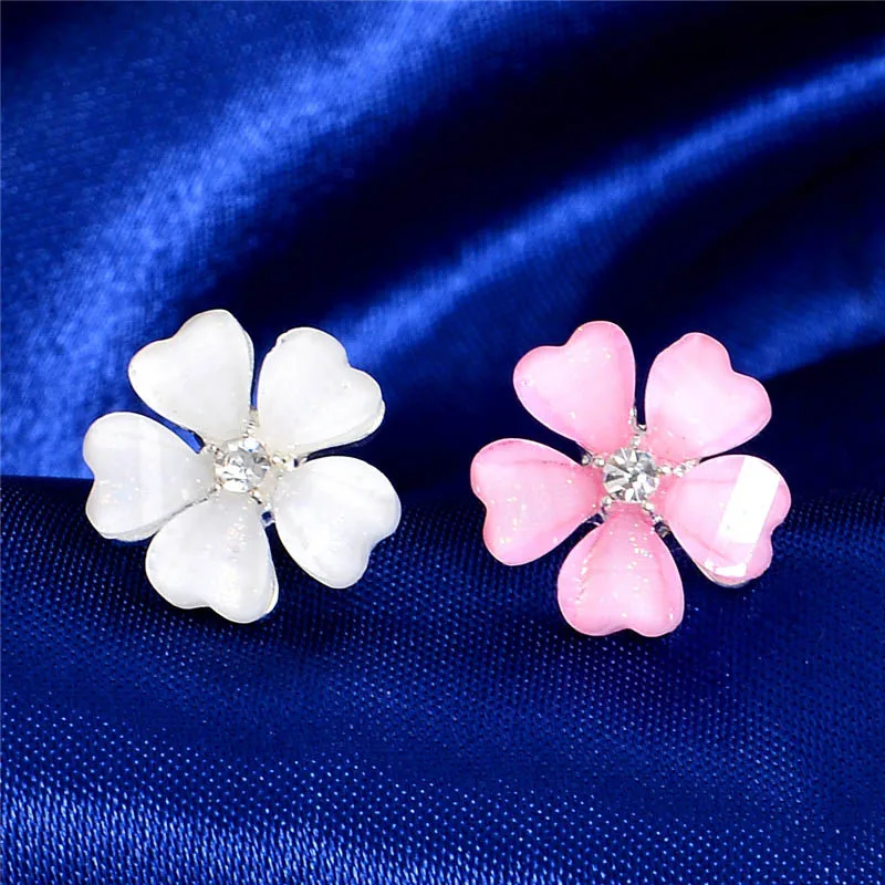Серьги гвоздики с кристаллами в виде цветка клевера диаметр 1 5 см|crystal stud earrings|stud