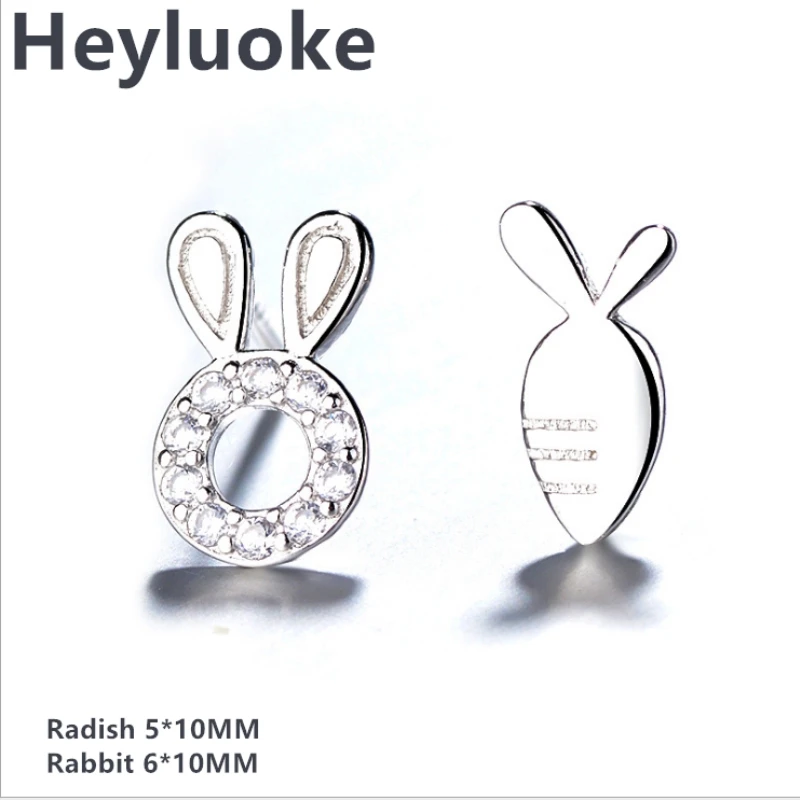 

HEYLUOKE 100% Fashion Cute Small Stone bunny Rabbit Turnip Stud Earrings Gift For School Girls Teen Lady