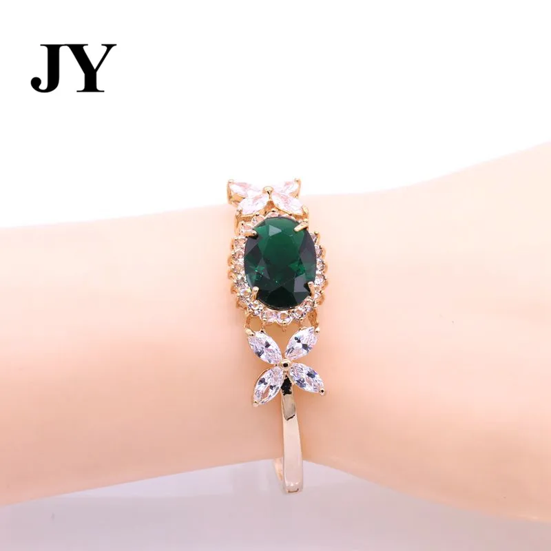 JY модные золотые Цвет зеленый камень вечерние Браслеты для Для женщин Best любовь
