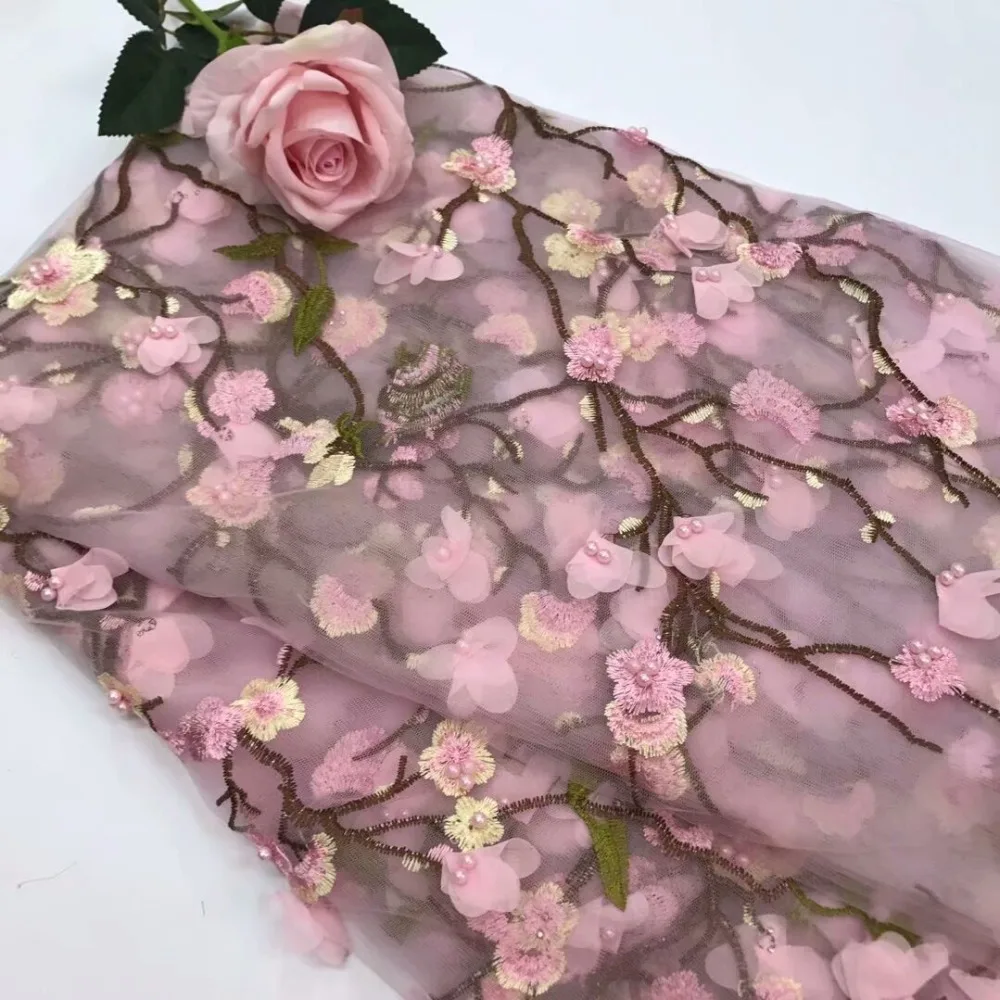 KER YLILI швейцарская вуаль кружева 5 ярдов французский Тюль Кружева 3D Аппликация из