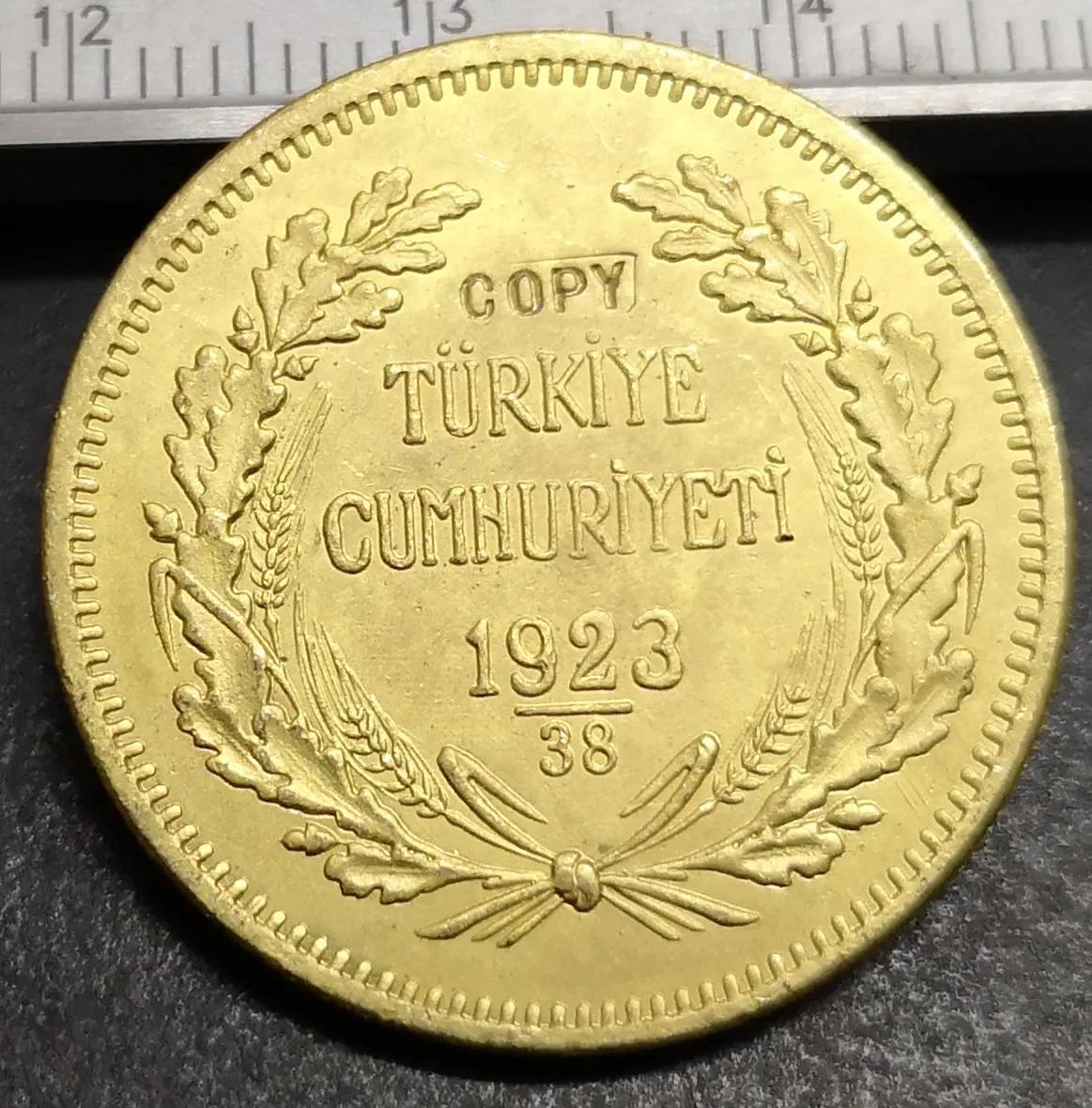 Точная копия из Турции 1923/38 Kuru 22K позолоченная монета 250|kuru| |