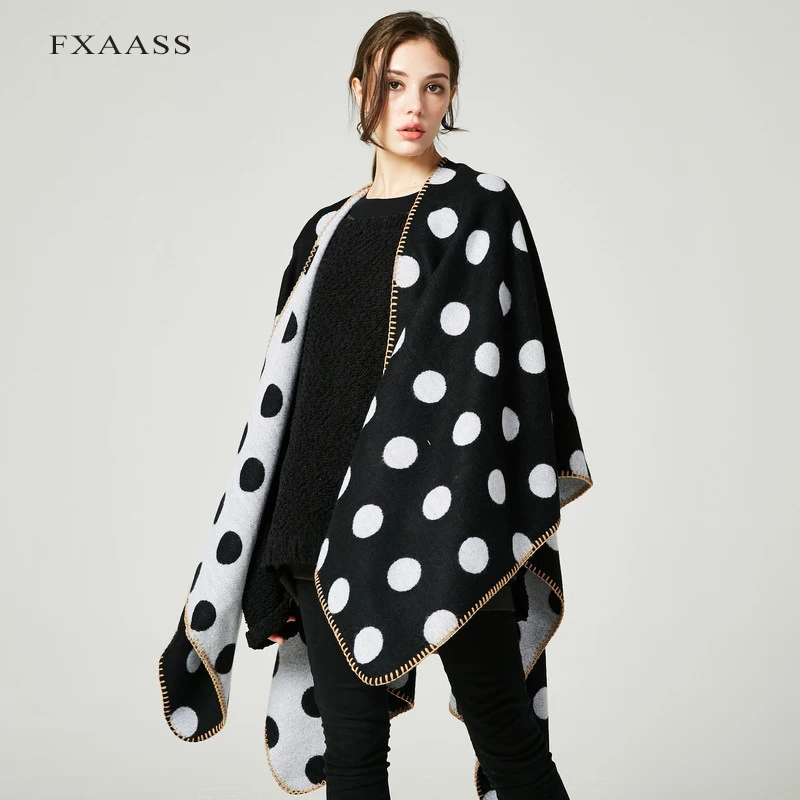 FXAASS новая осенне зимняя шаль одеяло пончо женский шарф для леди модные