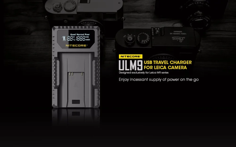 Nitecore ULM9 переносной usb-адаптер для Зарядное устройство для Leica BLI-312 батареи Leica Камера BM8 M8 M8.2 M9 M9-P M-E