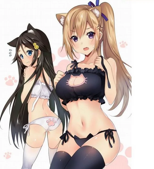Милый комплект сексуального нижнего белья Kawaii Kitty Cat бюстгальтер и трусики аниме