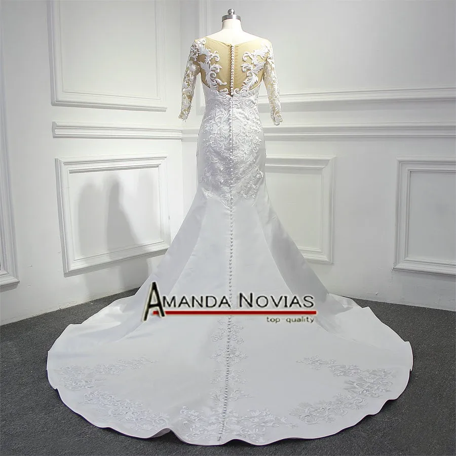 ; robe de soiree атлас с кружевными рукавами для девочек Русалка торжественное платье