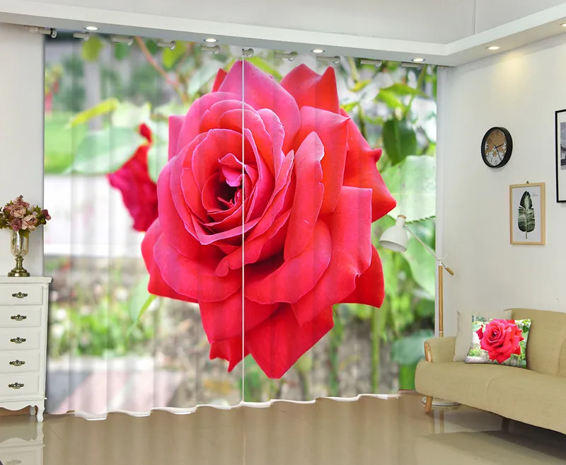 

3D Real Photo Of Rose Window Curtain For Living Room