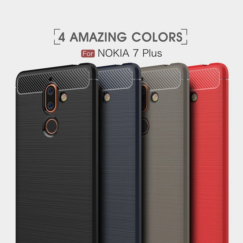 Carbon Case For Nokia 7 Plus Soft TPU Silicon Luxury business Style 6 5 Back Phone Cover on Coque |