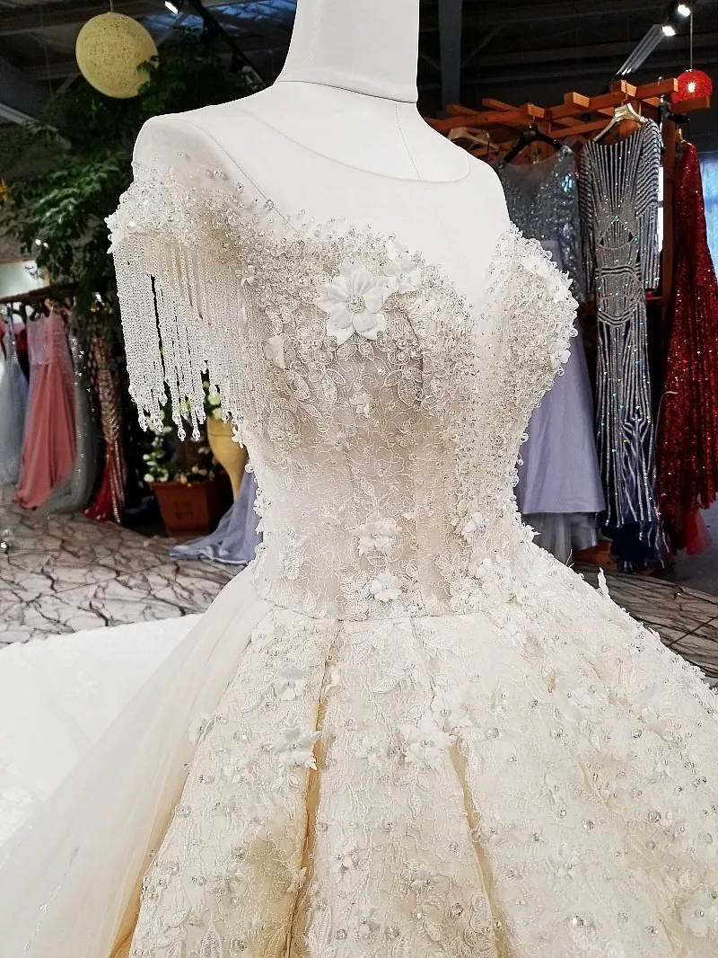 LS12470 свадебное платье 2018 Роскошное O образным вырезом для блузки с кружевами из