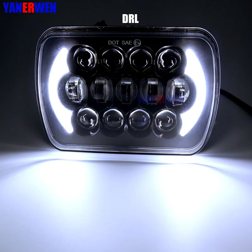 2PCS 105W 5X7 7X6 inch Rectangular Sealed Beam LED Headlight With DRL for Jeep Wrangler YJ Cherokee XJ H6014 H6052 H6054 | Автомобили и