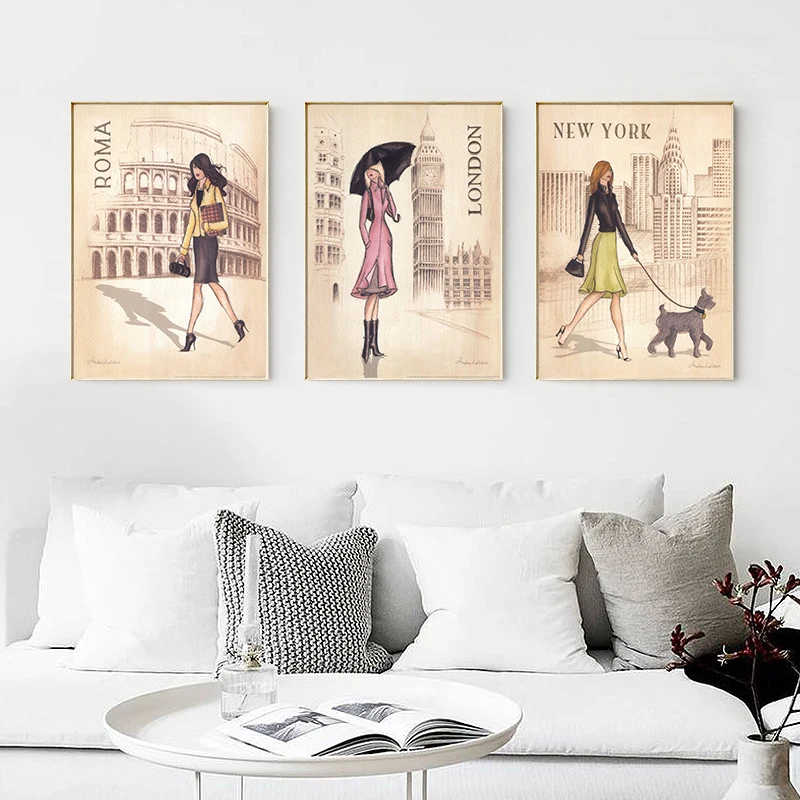 Плакат Классическая знаменитые здания Wall Art Спальня кафе украшения гостиной