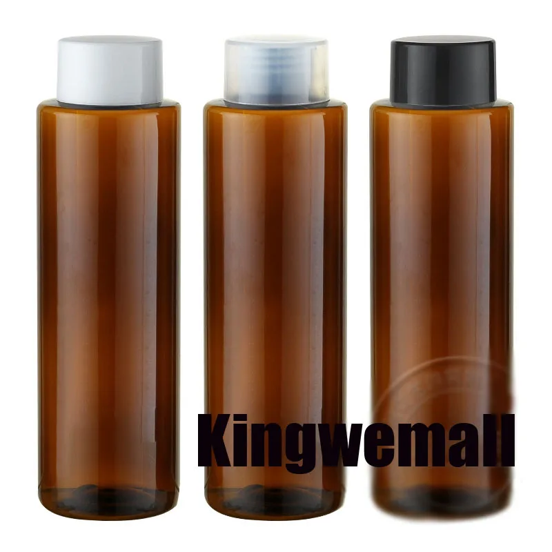 

250MLScrew Cap Bottle,Amber Plastic Lotion Sub-bottling With Double Layer Lid,Empty Brown Cosmetic Container,300PCS/LOT