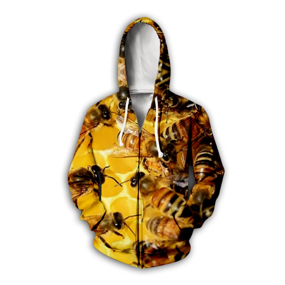 

Animal Bee Print Hoodies 3D hooded Men Women Hoody Streatwear Sweatshirt Harajuku Tracksuit Anime Pullover Coat Dropship BEE0001
