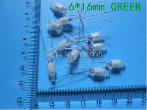 

Free shipping 100pcs Neon / neon bulb / neon lights / 6 * 16MM / GREEN/blue/red