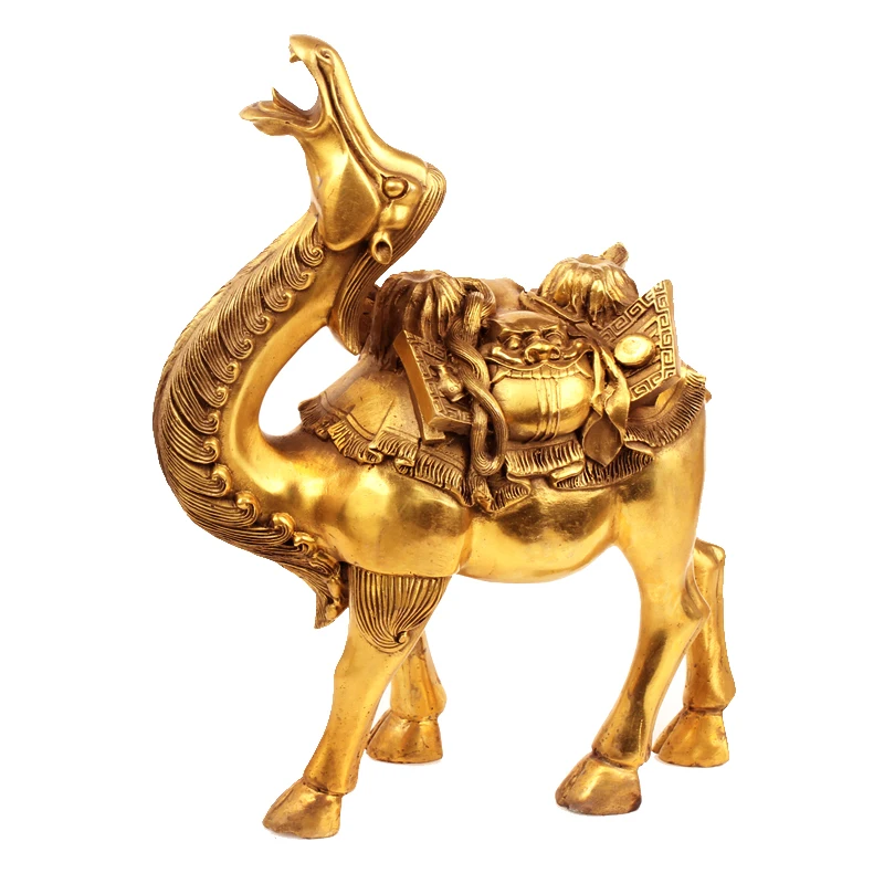 Feng Shui украшения дома чистый китайский латунный Медь Статуэтка медный верблюд