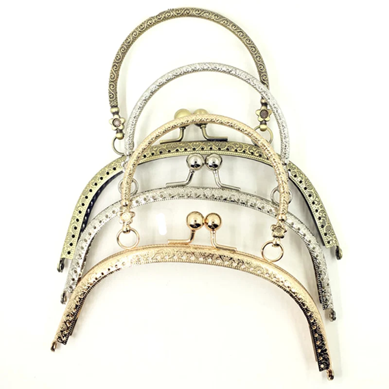 Fecho para Bolsa Flores Arco Convexo Curvo Portátil Quadro Liga Beijo Bolsa Alça Acessórios 16.5cm 10 Pçs