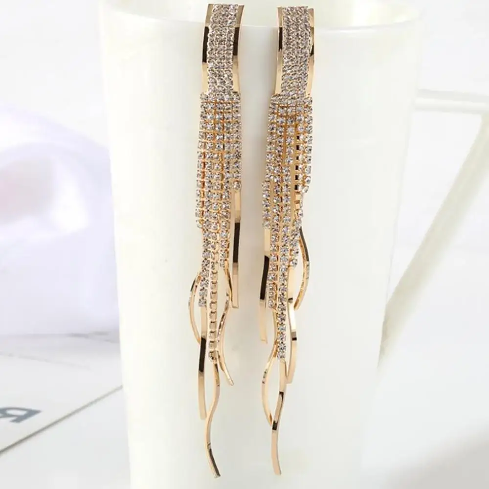 Стразы водяные кисточки для ночного клуба Блестящие модные серьги женские
