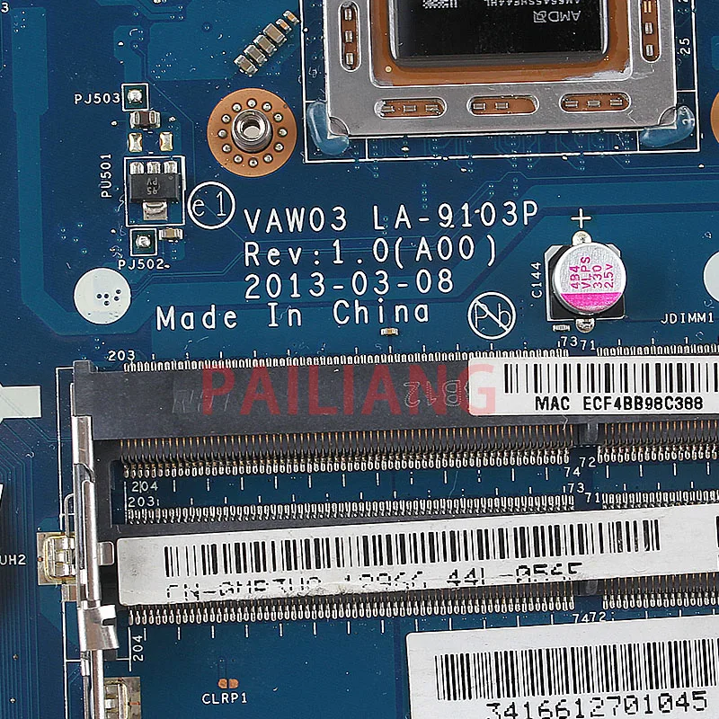 Материнская плата для ноутбука PAILIANG DELL Inspiron 15R 5525 3525 материнская ПК AMD CPU VAW03 LA-9103P