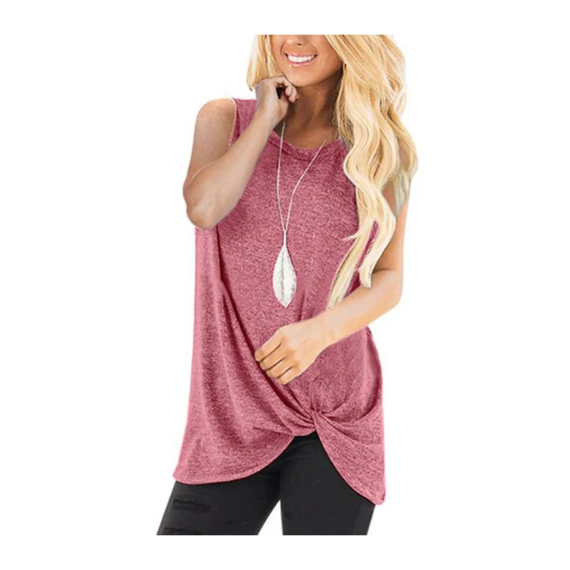 T shirt 2019 off shoulder casual solid color sleeveless women tshirt vestidos drop shipping | Женская одежда