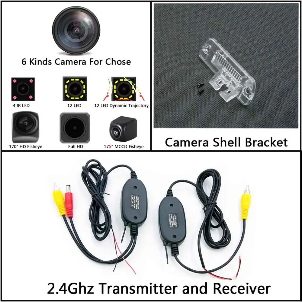 Camera with Wireless 175 градусов рыбий глаз MCCD 12LED HD камера заднего вида для Mercedes Benz R GLS SLK CLS класс ML350 W220 W203 W211 W209 W219 R171 - Название цвета: Camera with Wireless
