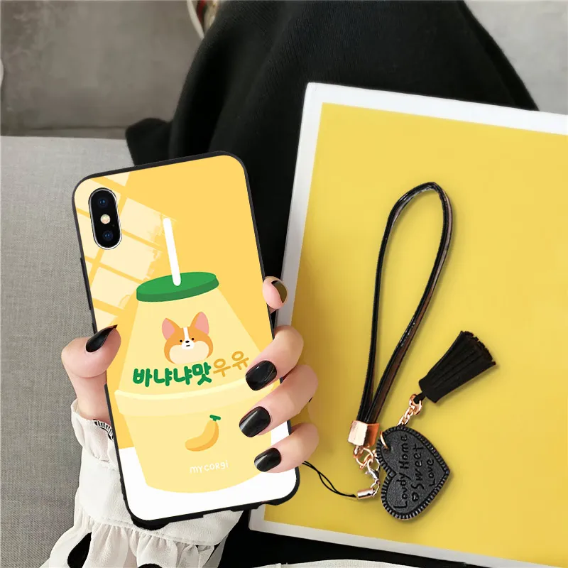 Чехол для телефона iPhone 11 Pro 5 6 6S 7 8 Plus X XR XS MAX Корея милый банан молоко клубника