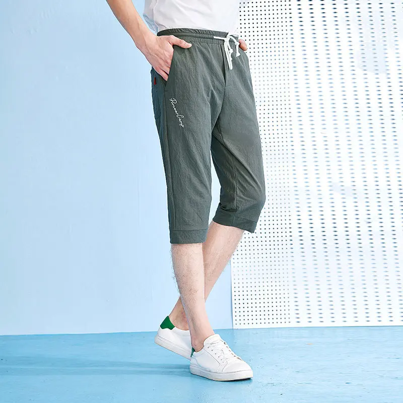Зеленый Pioneer camp new thin shorts men brand clothing casual calf-Length drawstring male - Цвет: Зеленый