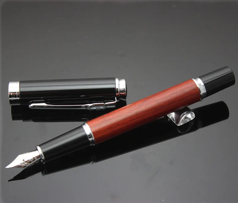 

Чернильное перо JINHAO, роскошная популярная деревянная ручка из розового дерева, среднее перо из иридия, перьевая ручка для подарка, красное у...