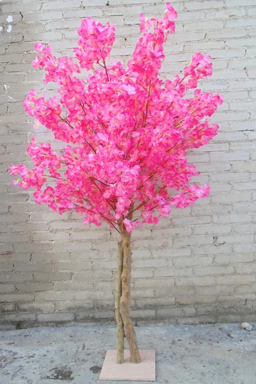 hot pink Новые искусственные вишневые цветы дерево имитация поддельные персик желаний деревья для домашнего декора и свадебные украшения - Цвет: hot pink