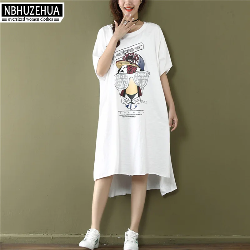 NBHUZEHUA 7G689 летние длинные женские Топы Harajuku Kawaii мультяшная Футболка с принтом