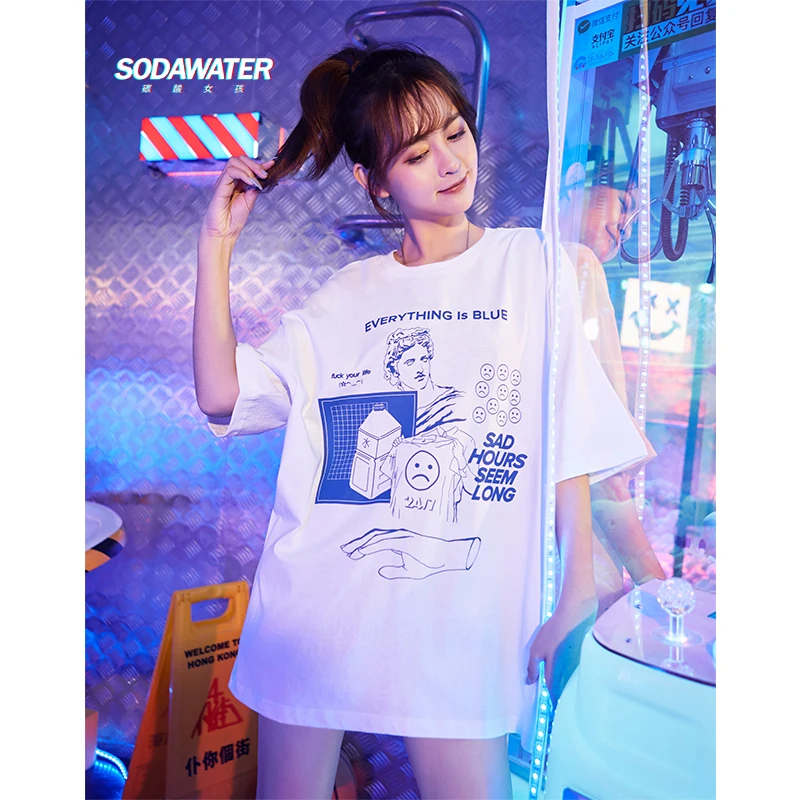 SODAWATER Girl коллекция 2019 уличная одежда футболка с принтом летняя стильная