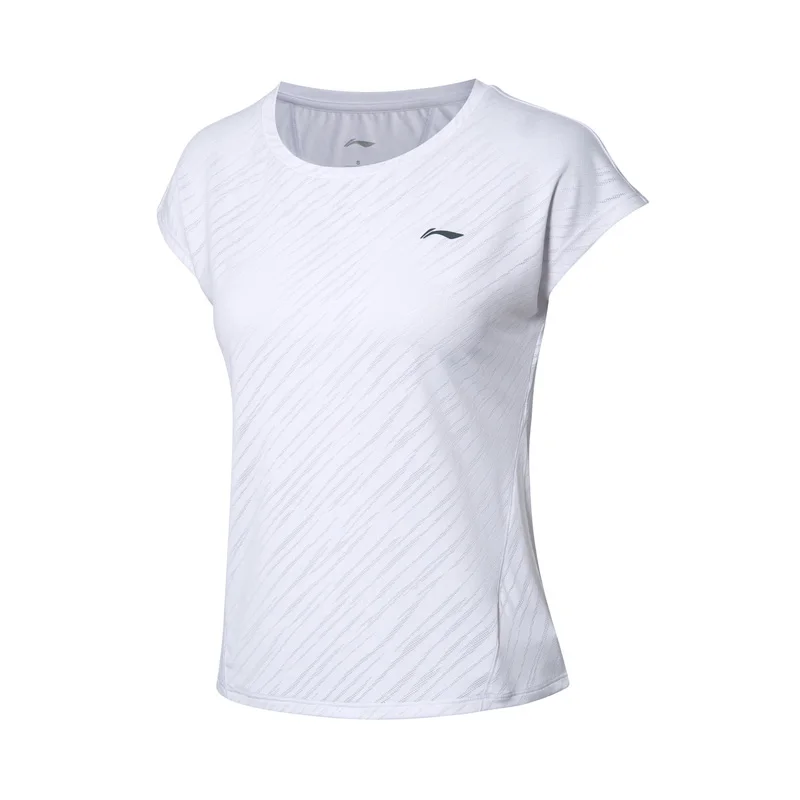 Li-Ning, женские футболки для бега, дышащие, короткий рукав, 91% полиэстер, 9% спандекс, подкладка, Спортивная футболка ATSP194 WTS1511