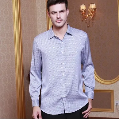 Высококачественная Мужская шелковая рубашка с длинным рукавом hangzhou 100%